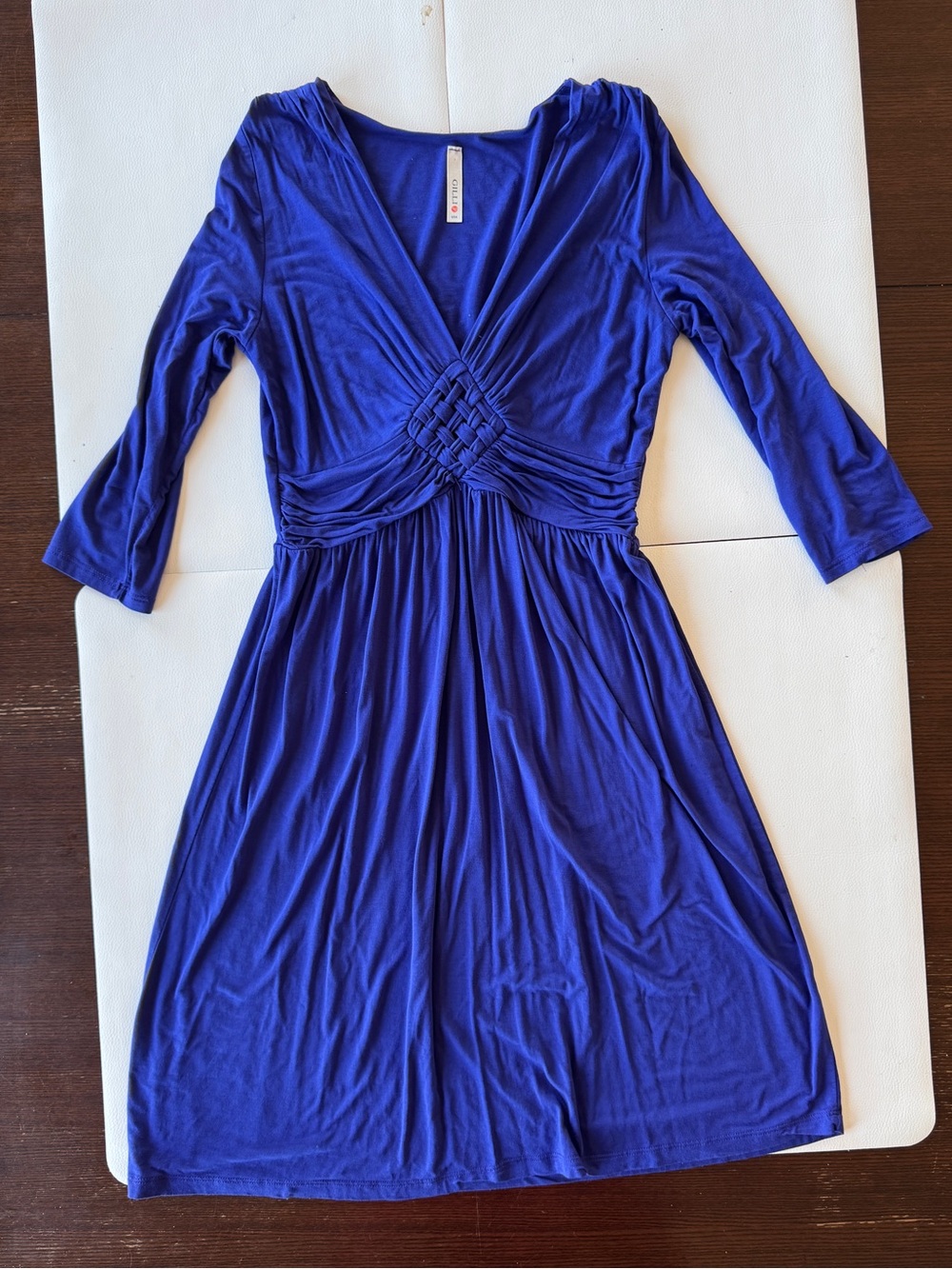 Gilli Maternity Cobalt Blue V-Neck Twist-Knot Midi Dress